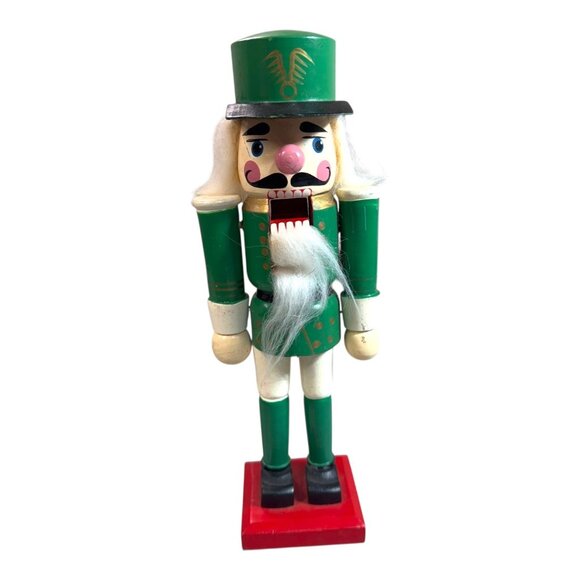 Guard Nutcracker Christmas Decor Festive Soldier Green Gold Detail Holiday 9" - Picture 8 of 9